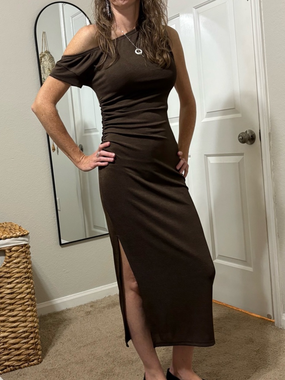 Cupshe Chocolate Brown Ribbed Dress
